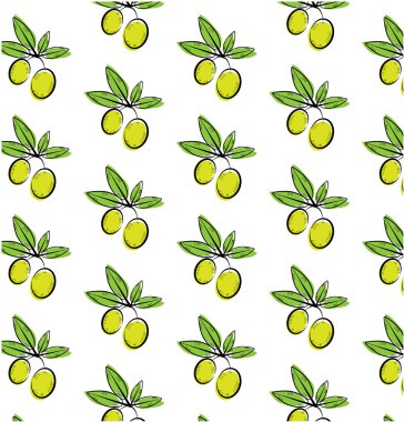 Vintage seamless modeli yaprakları, retro tasarımı ile yeşil zeytin ile