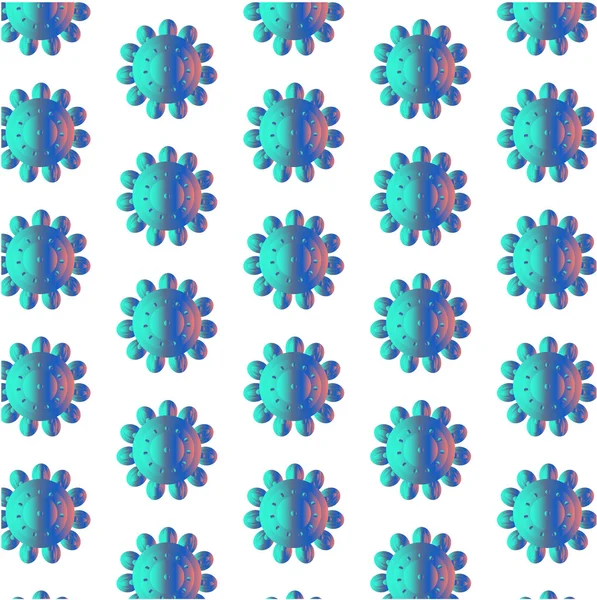 Seamless pattern with blue flowers, white background — Stock Vector