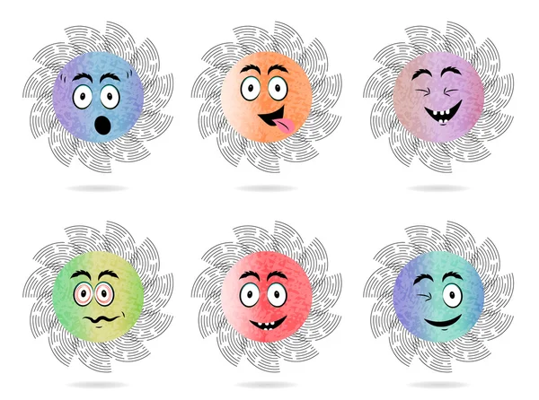 Ayarla, koleksiyon, altı izole, güneş, düz, renkli düğmeler, simgeler, işaretler, Etiketler, çıkartmaları ile yüz - üzüntü, ağlıyor, sürpriz, öfke, sevinç, nefret, kötülük, grup resentfulness..