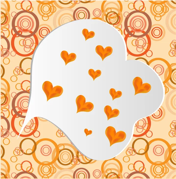 Valentines card with many orange hearts, pattern — Stock Vector