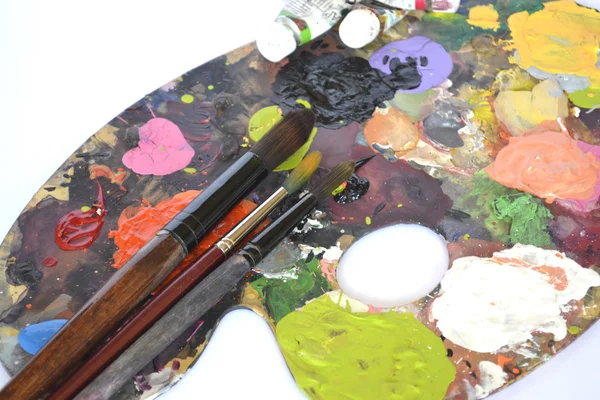 Art, Palette and Paintbrush — Stock Photo, Image