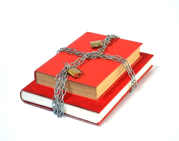 Two red books with chain — Stock Photo, Image