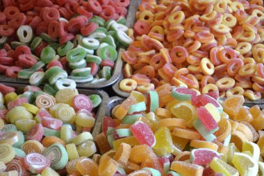 Renkli şeker bonbon yelpazesine