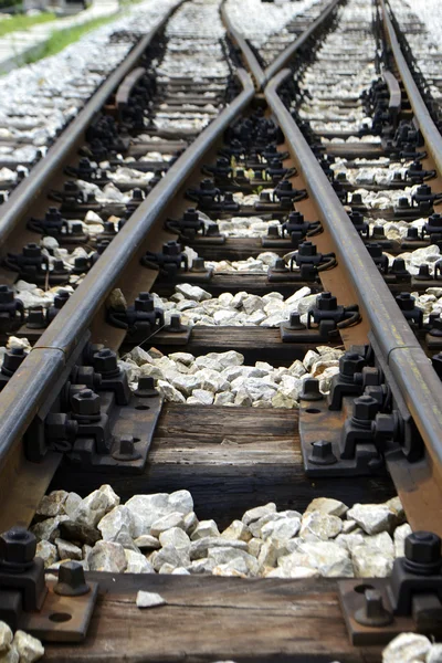 Old railroad tracks in the mountains — Stock Photo, Image