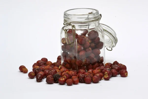 Dried apricots in a glass jar — Stock Photo, Image