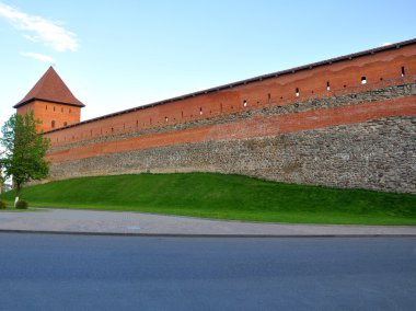 Duvar ve Lida kule Castle. Belarus