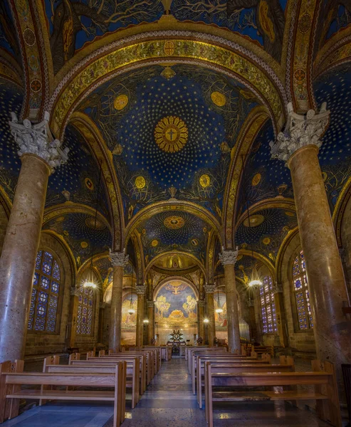 Gerusalemme Israele Dicembre 2020 Interno Decorato Della Chiesa Tutti Popoli — Foto Stock