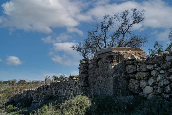 Viejo Búnker Desierto Hormigón Piedra Construido Frontera Anterior Entre Israel — Foto de Stock