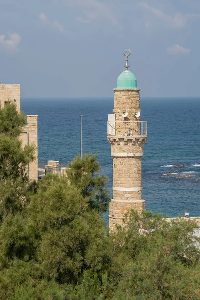 Jaffa Israel Marzo 2021 Una Antigua Mezquita Con Vistas Mar — Foto de Stock