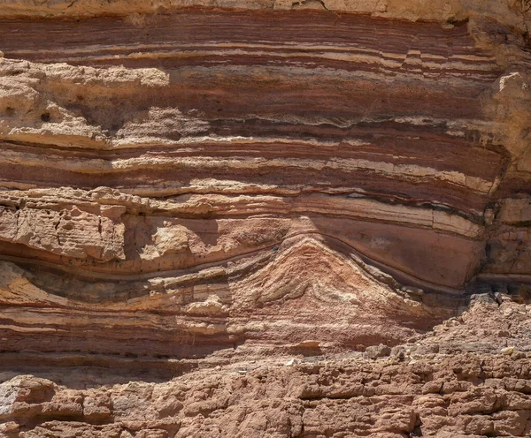 Fallas Pliegues Rocas Sedimentarias Rojas Cañón Rojo Cerca Eilat Israel — Foto de Stock