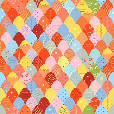 Renkli Paskalya yumurtası desenli tatil vektör çizimi arka plan yumurta hediye paketi