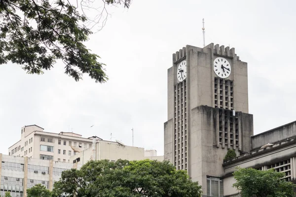 Wieża Zegarowa Budynku Ratusza Belo Horizonte Centralnej Brazylii — Zdjęcie stockowe