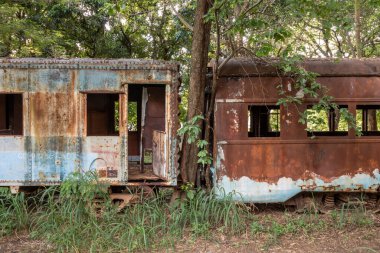Brezilya 'nın Minas Gerais bölgesinde paslanmış eski bir vagon.