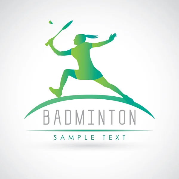 Badminton sport logo. Kvinnliga badminton spelare — Stock vektor