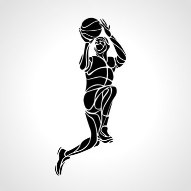 Basketbol oyuncusu. Slam Dunk siluet