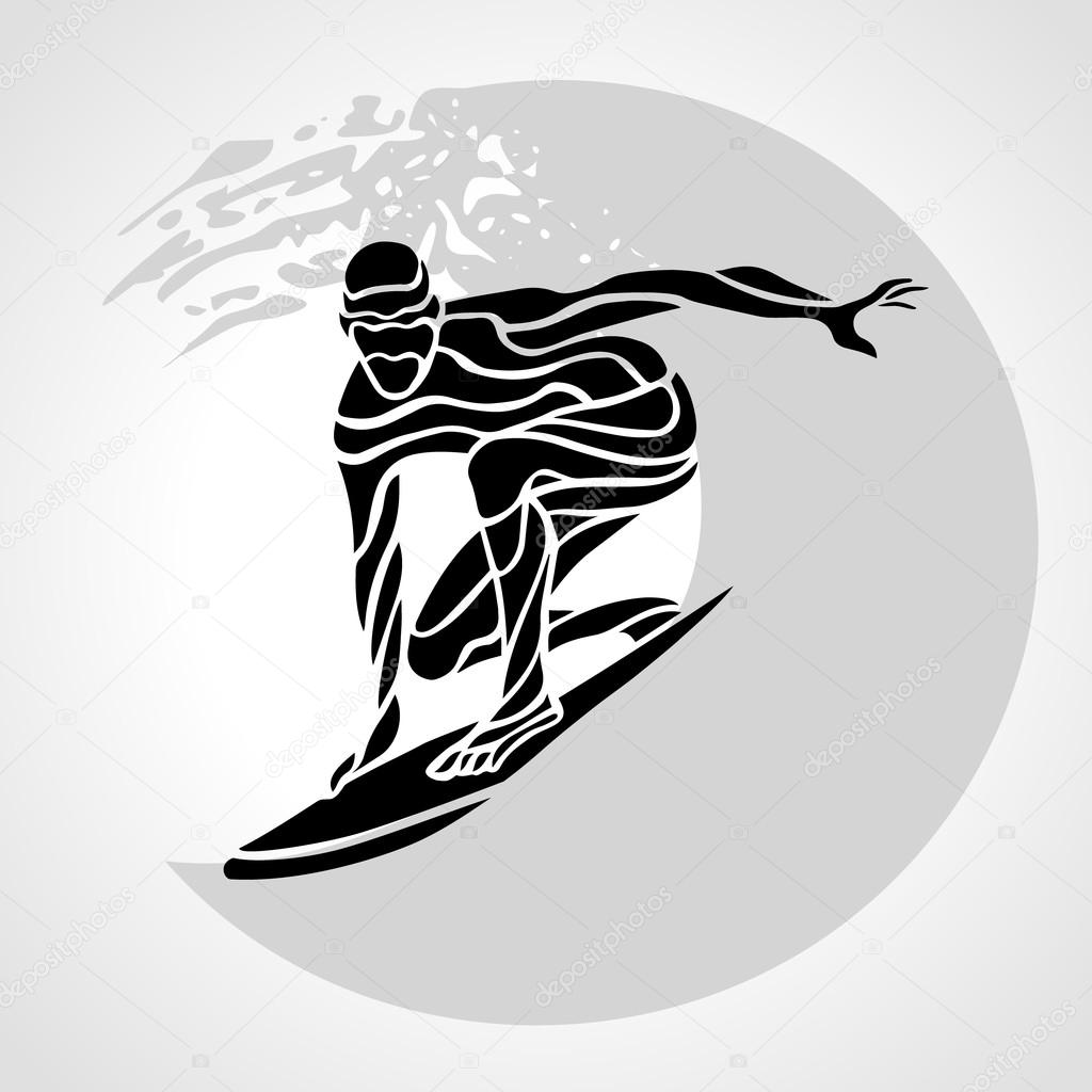 Creative silhouette of surfer