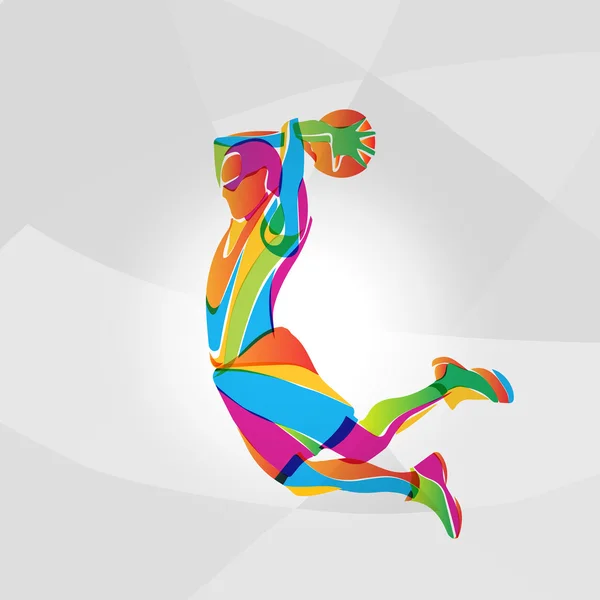 Color illustration of basketball player, vector — Stock Vector