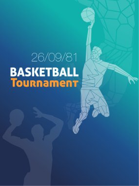 Bir basketbol oyuncusu poligonal geometrik tarzı çizimi 