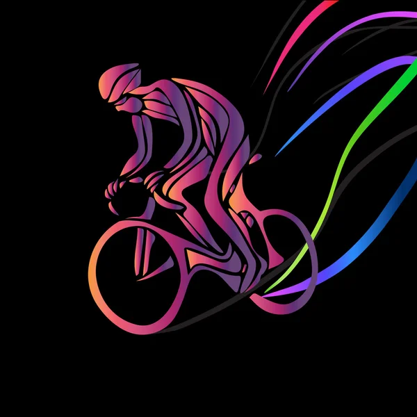 自転車レースのサイクリスト。色ベクトル クリップ アート — ストックベクタ