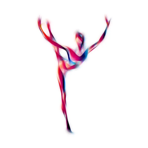 Creatieve silhouet van gymnastische meisje. kunst gymnastiek dansende vrouw — Stockfoto