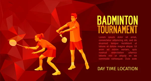 Badminton jogadores equipe de duplas mistas —  Vetores de Stock