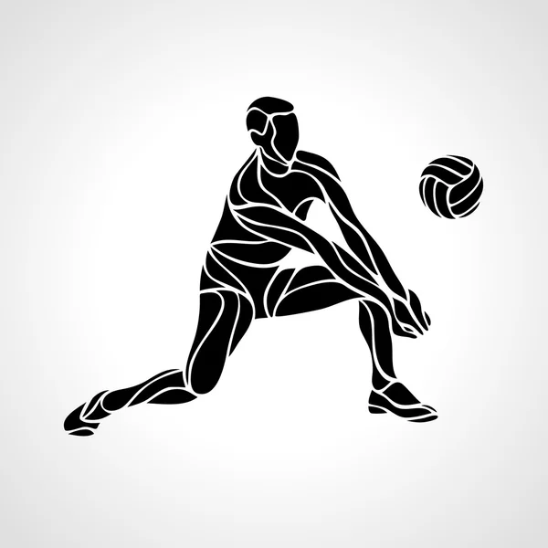 Sílhueta de jogador de voleibol — Vetor de Stock
