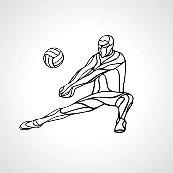 Volleyball player outline silhouette — Stock Vector