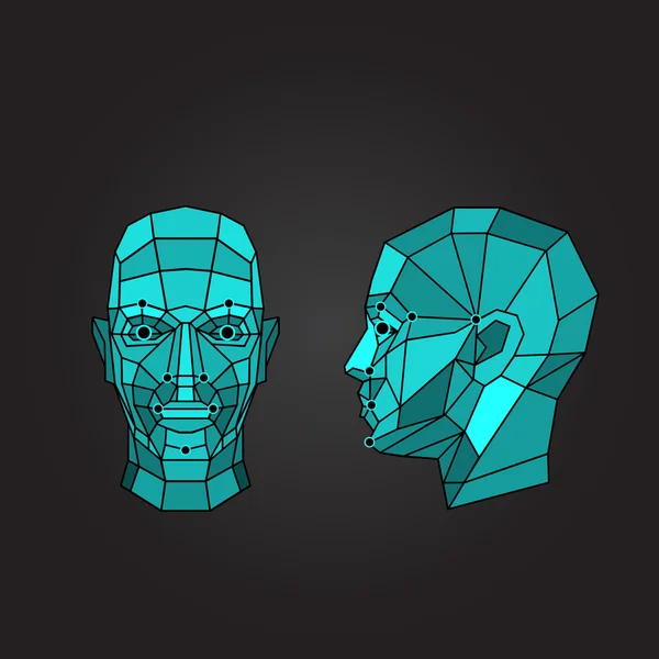 Ansigtsgenkendelse og scanning - biometrisk sikkerhedssystem. Vektorillustration – Stock-vektor