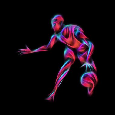 Basketbol oyuncusu Neon Glow siluet