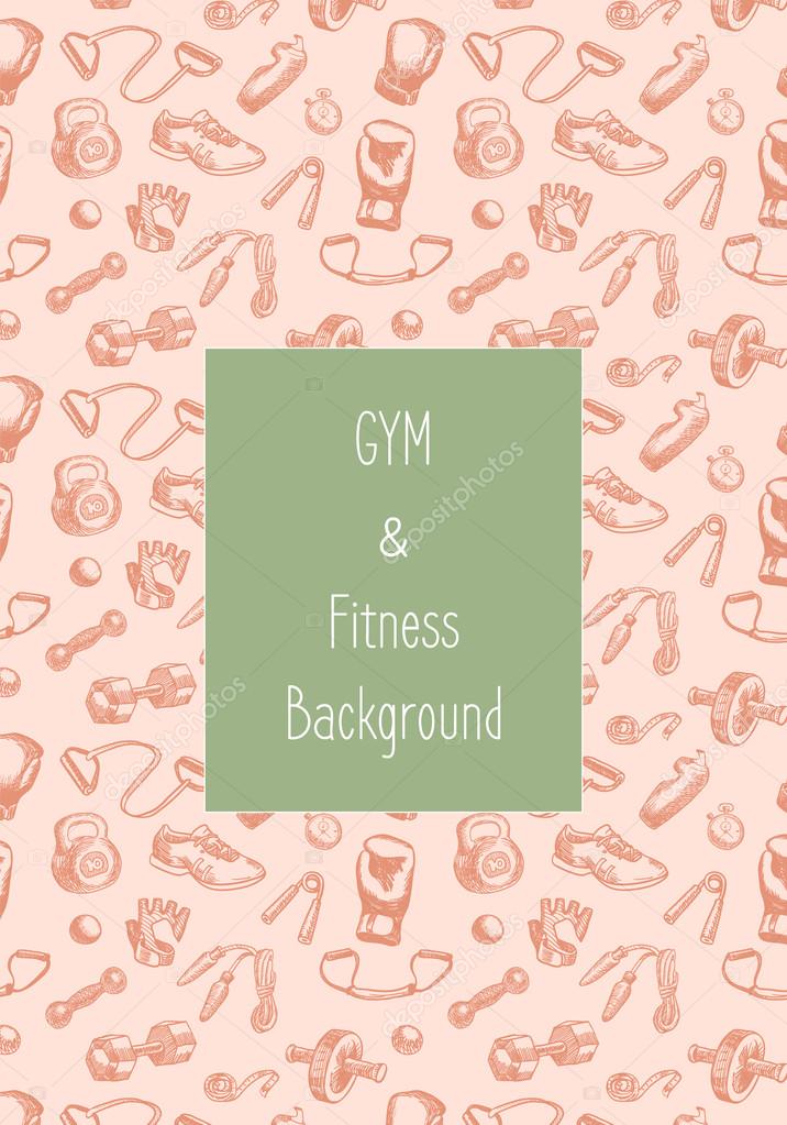 Fitness and gym doodle hand drawn pattern. Seamless vector background Stock  Vector by ©Kluva 109955694