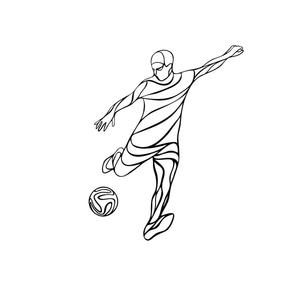 Fútbol o jugador de fútbol patea la pelota . — Vector de stock