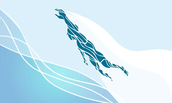 Freestyle Swimmer Silueta femenina. Natación deportiva — Vector de stock