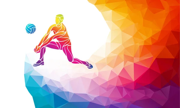 Voleybolcu. Takım spor vektör poligonal afiş