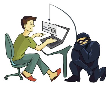 Computer Crime concept.  Internet Phishing a login and password concept