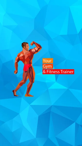 Colored posing bodybuilder, silhouette. Vector illustration — Stock Vector