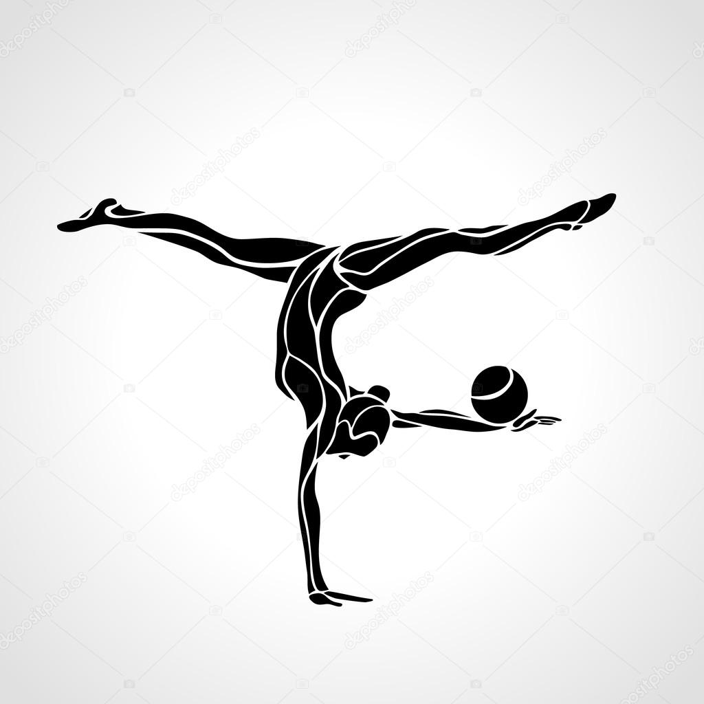 Silhouette der Kunst rhythmische Gymnastik Mädchen mit Ball