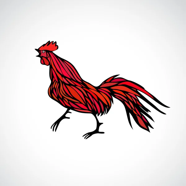 Illustrazione contorno gallo rosso — Vettoriale Stock