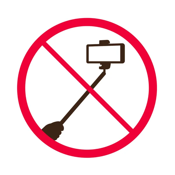 No selfie sticks. Do not use monopod  prohibited sign — Stock Vector