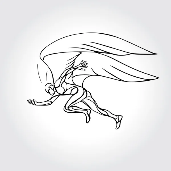 Empieza a correr. Hombre con alas vector ilustración — Vector de stock