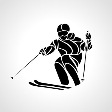 Büyük Slalom Kayak Racer siluet. Vektör çizim