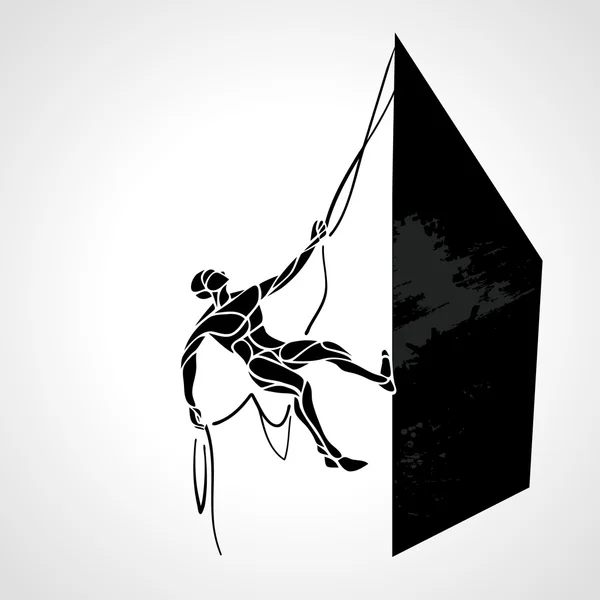 Skalní lezec silueta — Stockový vektor