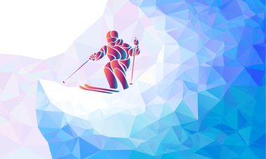 Büyük Slalom Kayak Racer siluet. Vektör çizim