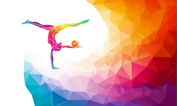 Silhouette créative de fille gymnastique. Gymnastique artistique avec balle — Image vectorielle