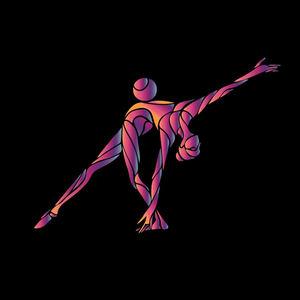 Silhouette créative de fille gymnastique. Gymnastique artistique avec balle — Image vectorielle