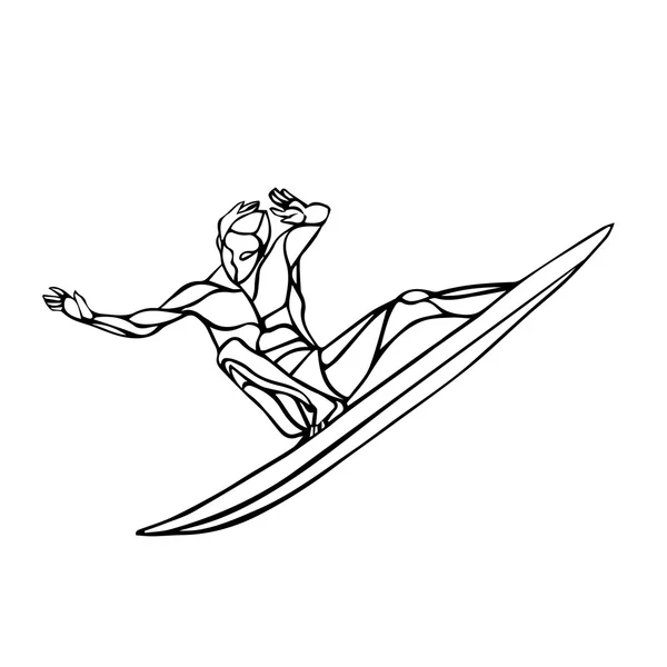 Silhouette créative du surfeur — Image vectorielle