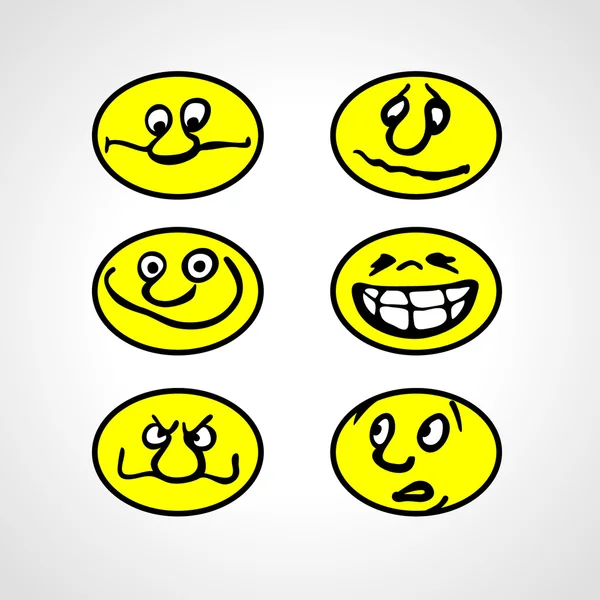 Set of Cartoon Smilies — Stock Vector