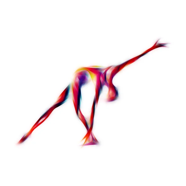 Jimnastik yapan kızın yaratıcı silueti. Sanat jimnastiği esnek kız — Stok fotoğraf