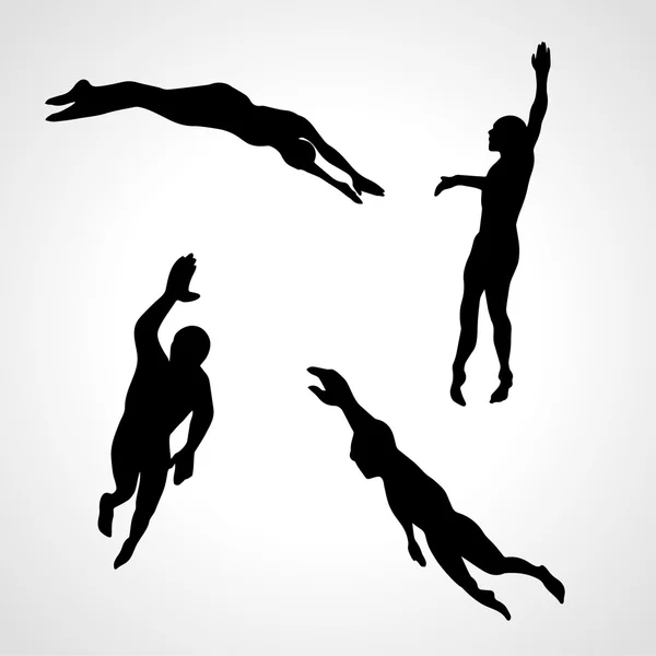 Vettore nuotatori. Set di silhouette. Collezione di nuoto sportivo — Vettoriale Stock