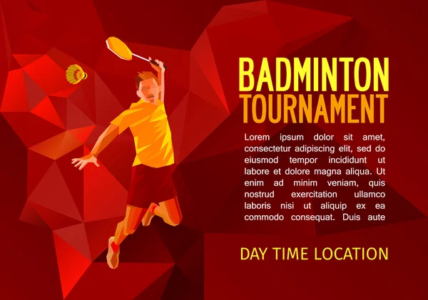 Badminton player, ilustração vetorial com espaço vazio para cartaz, banner, anúncio do torneio —  Vetores de Stock