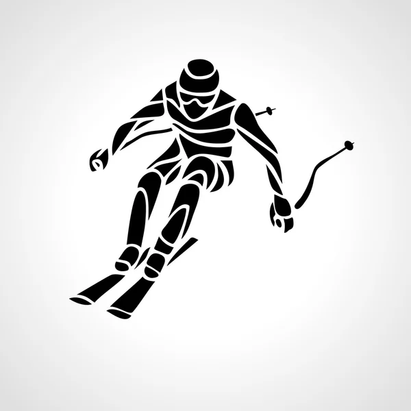 ジャイアント スラローム スキー レーサーのシルエット。ベクトル図 — ストックベクタ